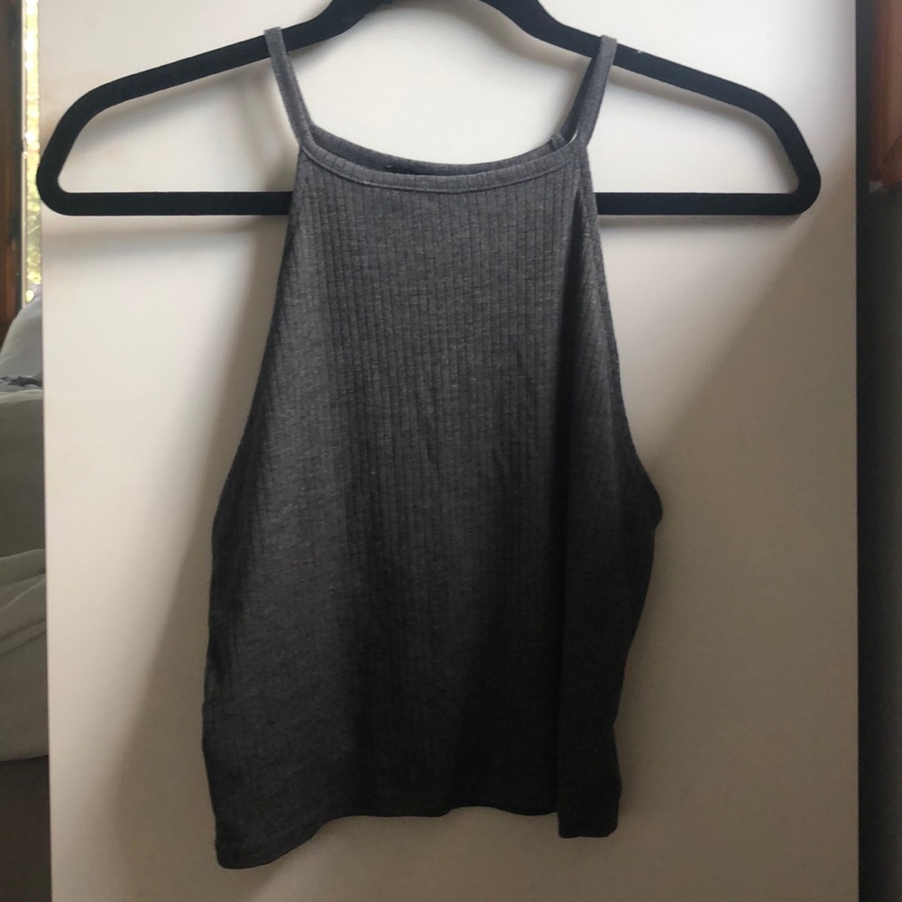 FOREVER 21 GREY HALTER CROP TOP
